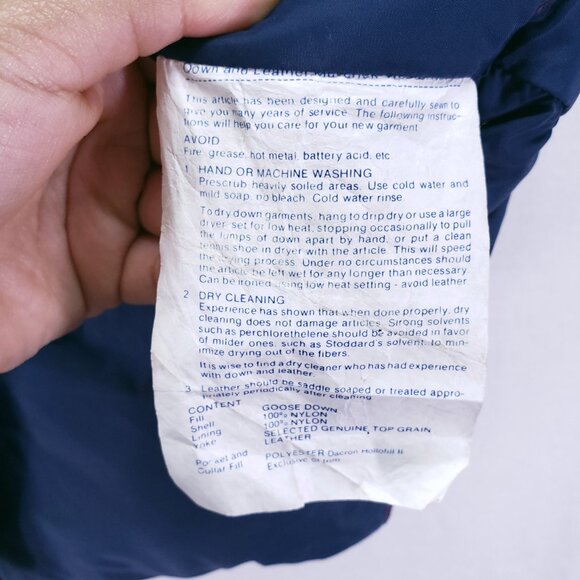 Vintage Denver Down Multicolor Leather n Nylon Puff Jacket Vest Goose Down Fill - Picture 5 of 16